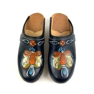 Ceder Classic Swedish Clog 37 Butterfly Wood Leather Slip On Shoes Womens